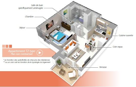 T2 type Les Villages d'Or Plan T2 Les Villages d'Or
